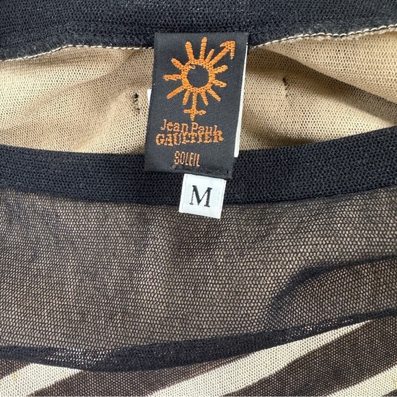 Jean Paul Gaultier Soleil Black & Cream Striped Sheer Bow Dress - Picture 7 of 13